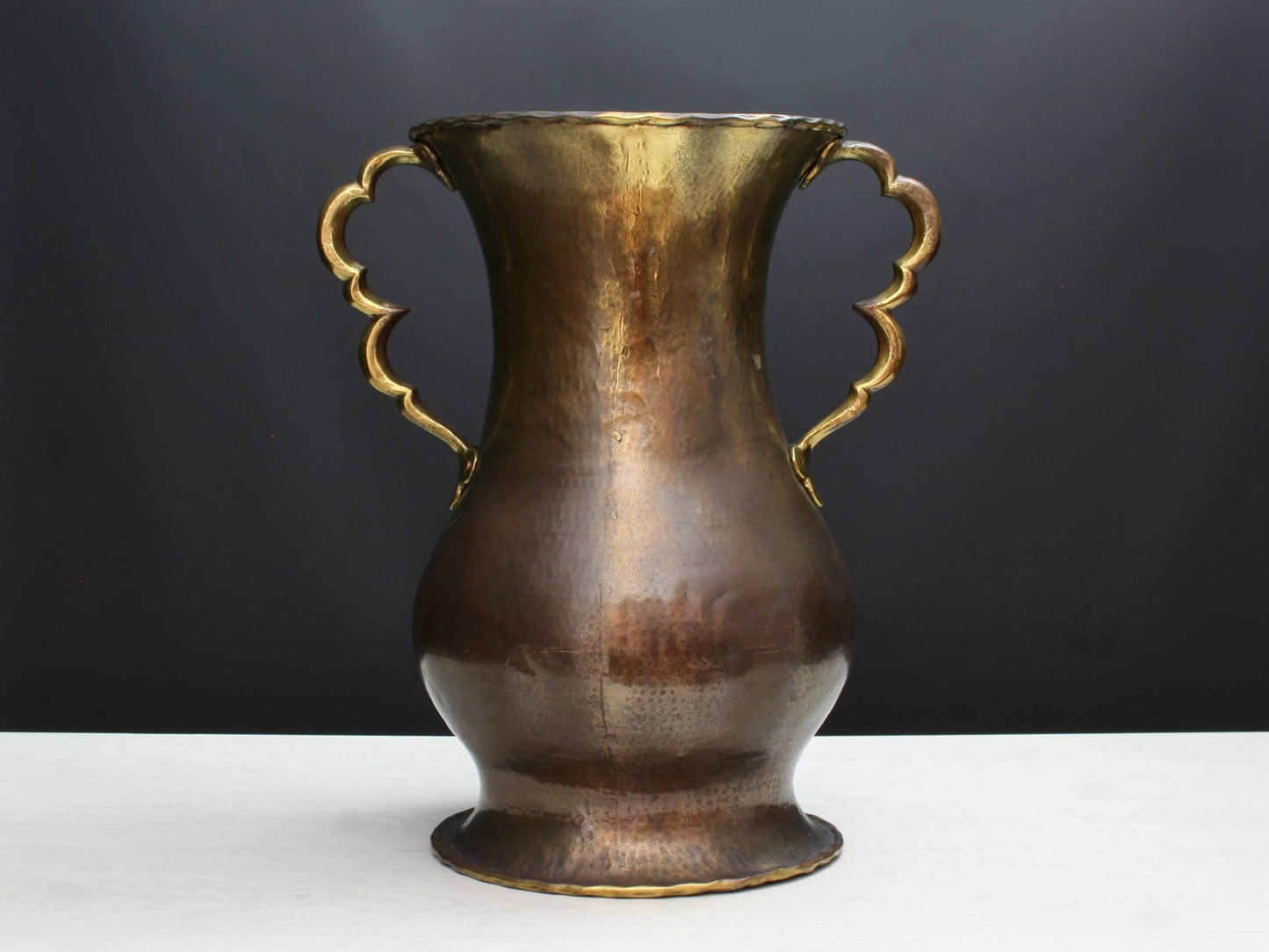 Vintage Copper Umbrella Stand with Brass Handles-Belgian Mid-Century Vintage Home Decor