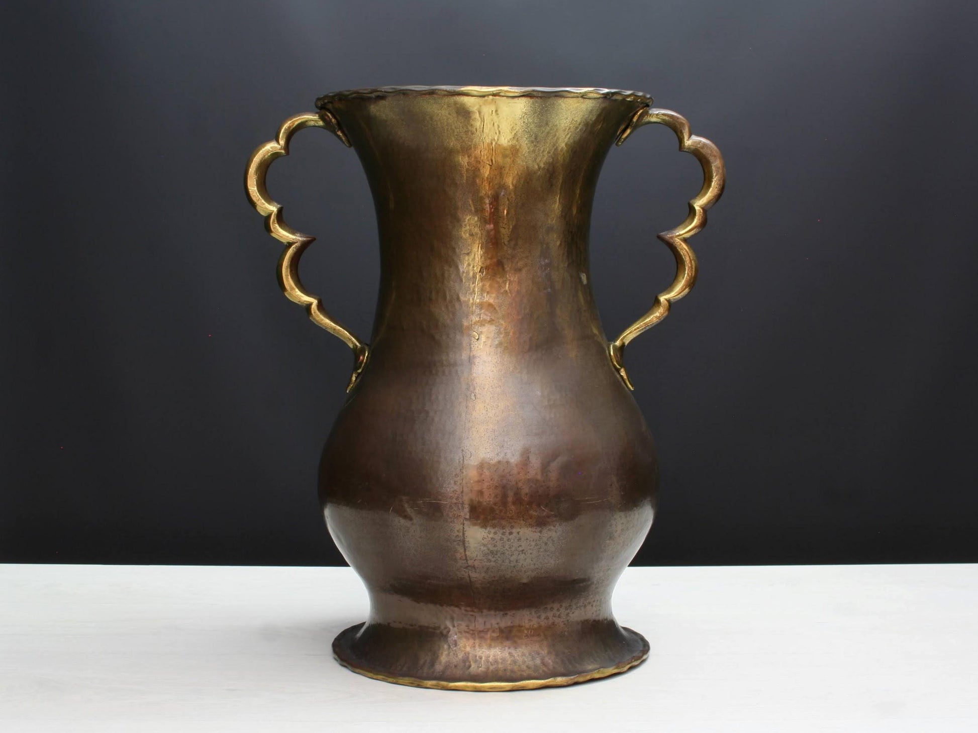 Vintage Copper Umbrella Stand with Brass Handles-Belgian Mid-Century Vintage Home Decor