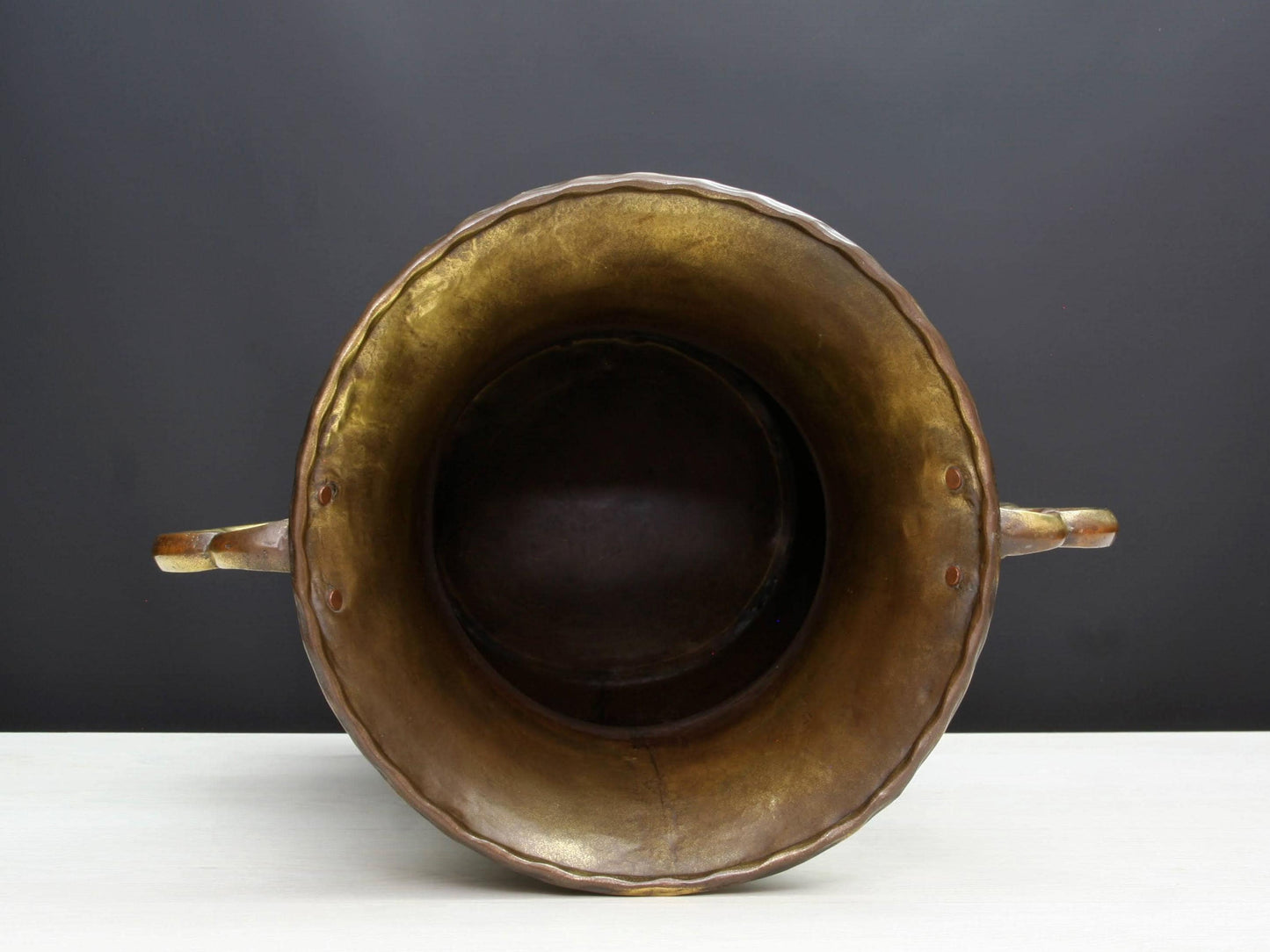 Vintage Copper Umbrella Stand with Brass Handles-Belgian Mid-Century Vintage Home Decor