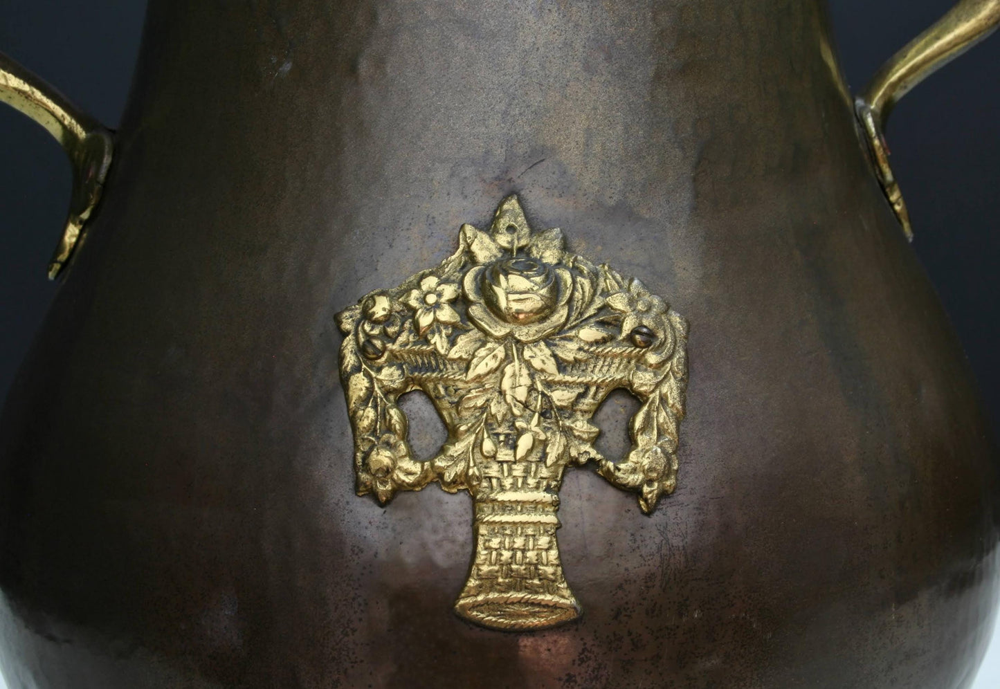 Vintage Copper Umbrella Stand with Brass Handles-Belgian Mid-Century Vintage Home Decor