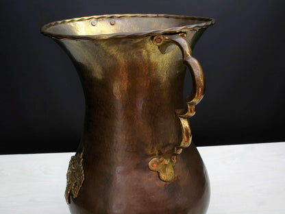 Vintage Copper Umbrella Stand with Brass Handles-Belgian Mid-Century Vintage Home Decor