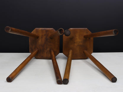 Belgian Pair of Vintage Stools: Indoor Plant Stand & Vintage Home Decor
