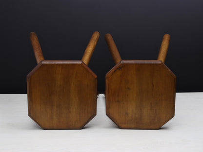 Belgian Pair of Vintage Stools: Indoor Plant Stand & Vintage Home Decor