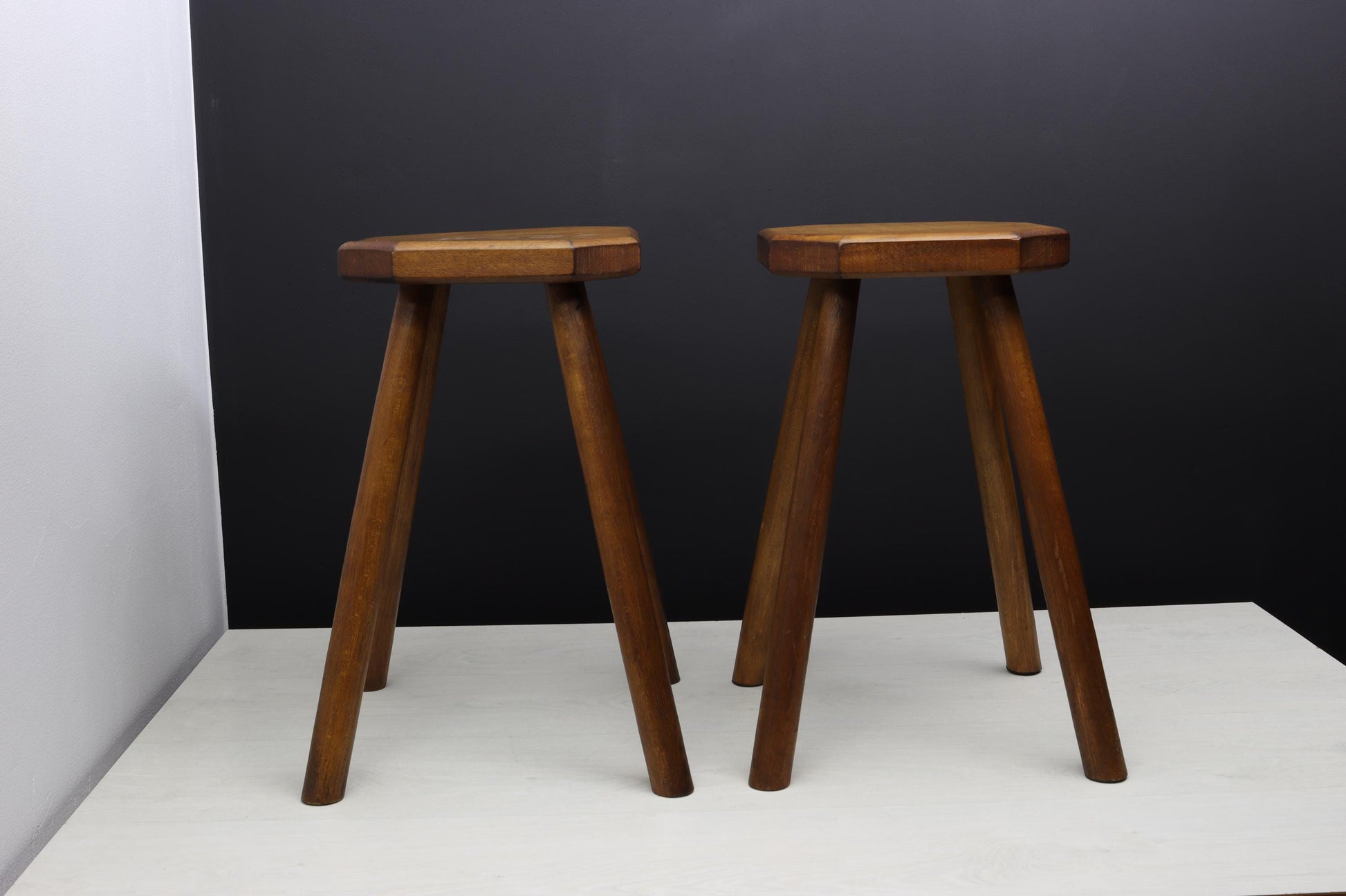 Belgian Pair of Vintage Stools: Indoor Plant Stand & Vintage Home Decor