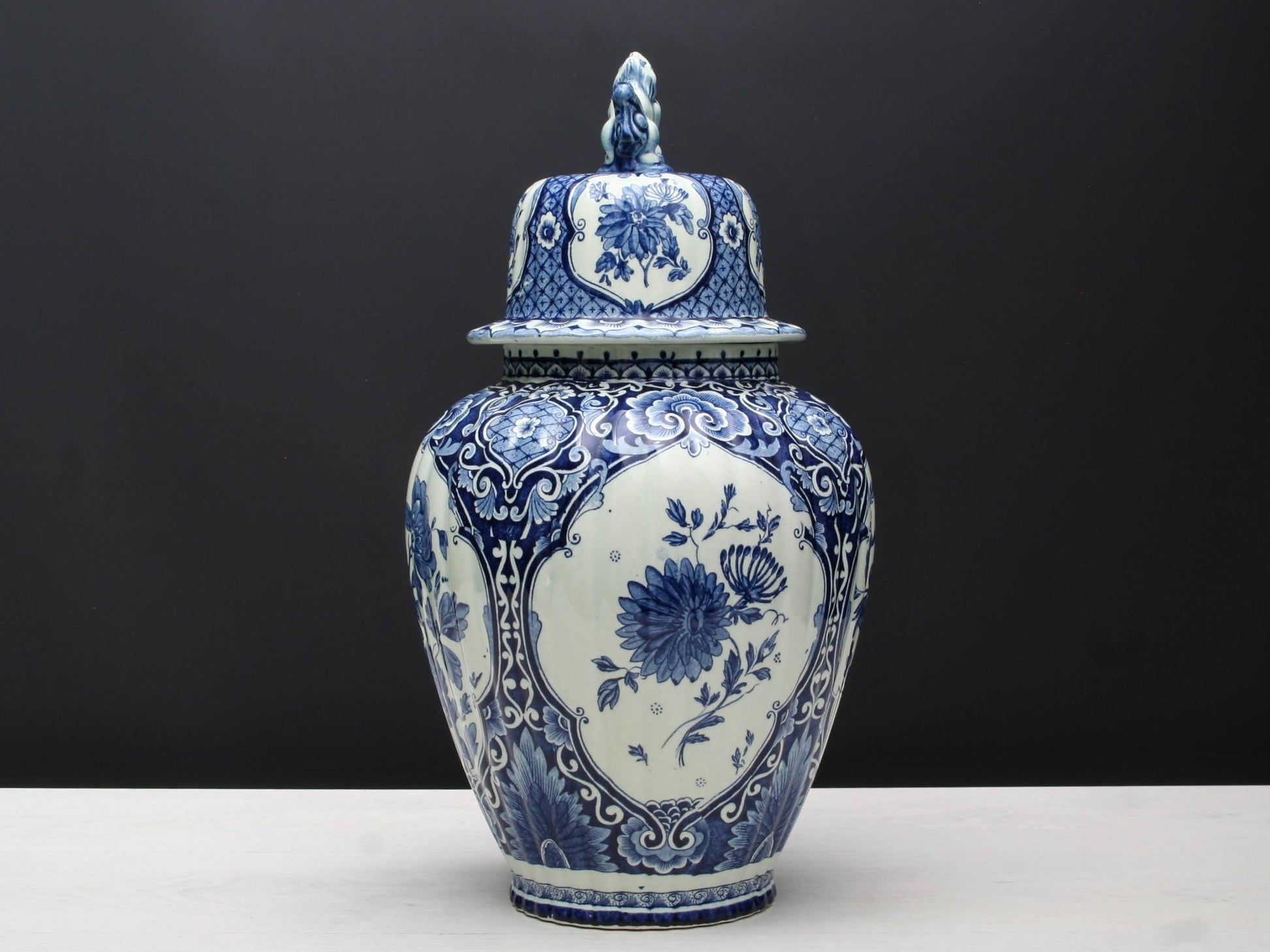 Vintage Delft Blue Ginger Jar: Large Blue and White Ceramic Vase & Unique Urn