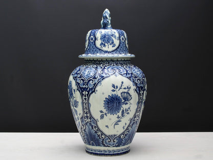 Vintage Delft Blue Ginger Jar: Large Blue and White Ceramic Vase & Unique Urn