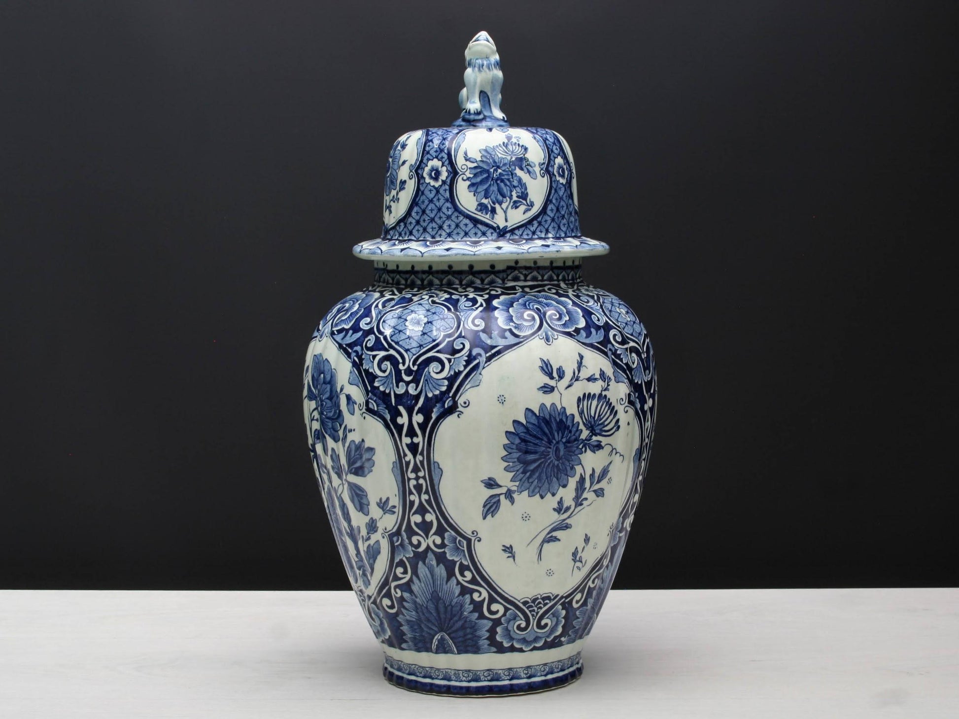 Vintage Delft Blue Ginger Jar: Large Blue and White Ceramic Vase & Unique Urn