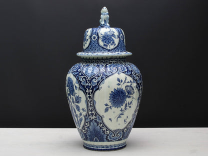 Vintage Delft Blue Ginger Jar: Large Blue and White Ceramic Vase & Unique Urn