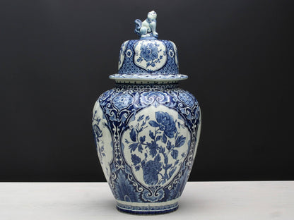 Vintage Delft Blue Ginger Jar: Large Blue and White Ceramic Vase & Unique Urn