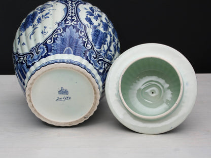 Vintage Delft Blue Ginger Jar: Large Blue and White Ceramic Vase & Unique Urn