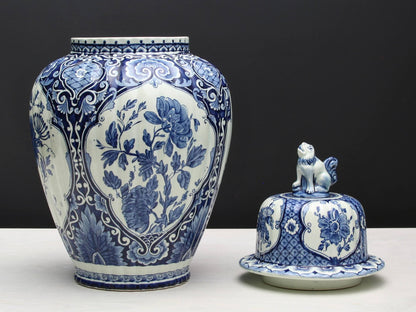Vintage Delft Blue Ginger Jar: Large Blue and White Ceramic Vase & Unique Urn