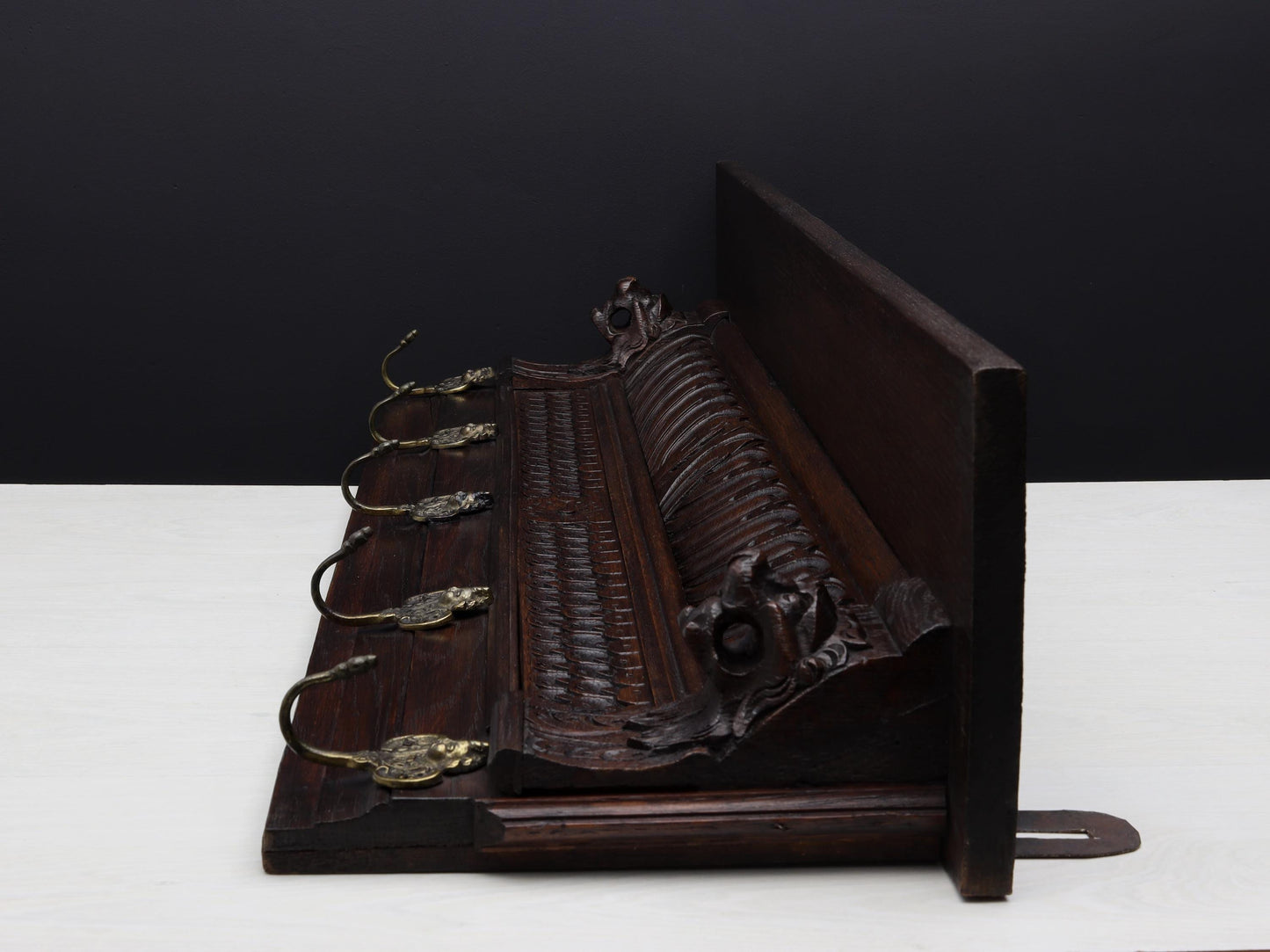 Antique Mechelen Style Coat Rack with Shelf – Wall Mount Entryway Decor