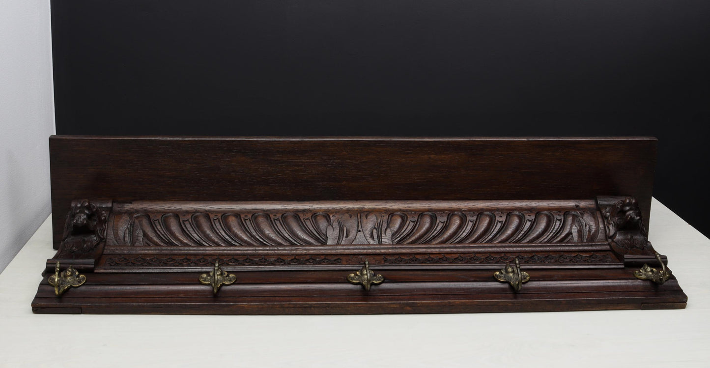 Antique Coat Rack with Shelf - Mechelen Style Wall Mount Entryway Coat Rack - Vintage Home Decor