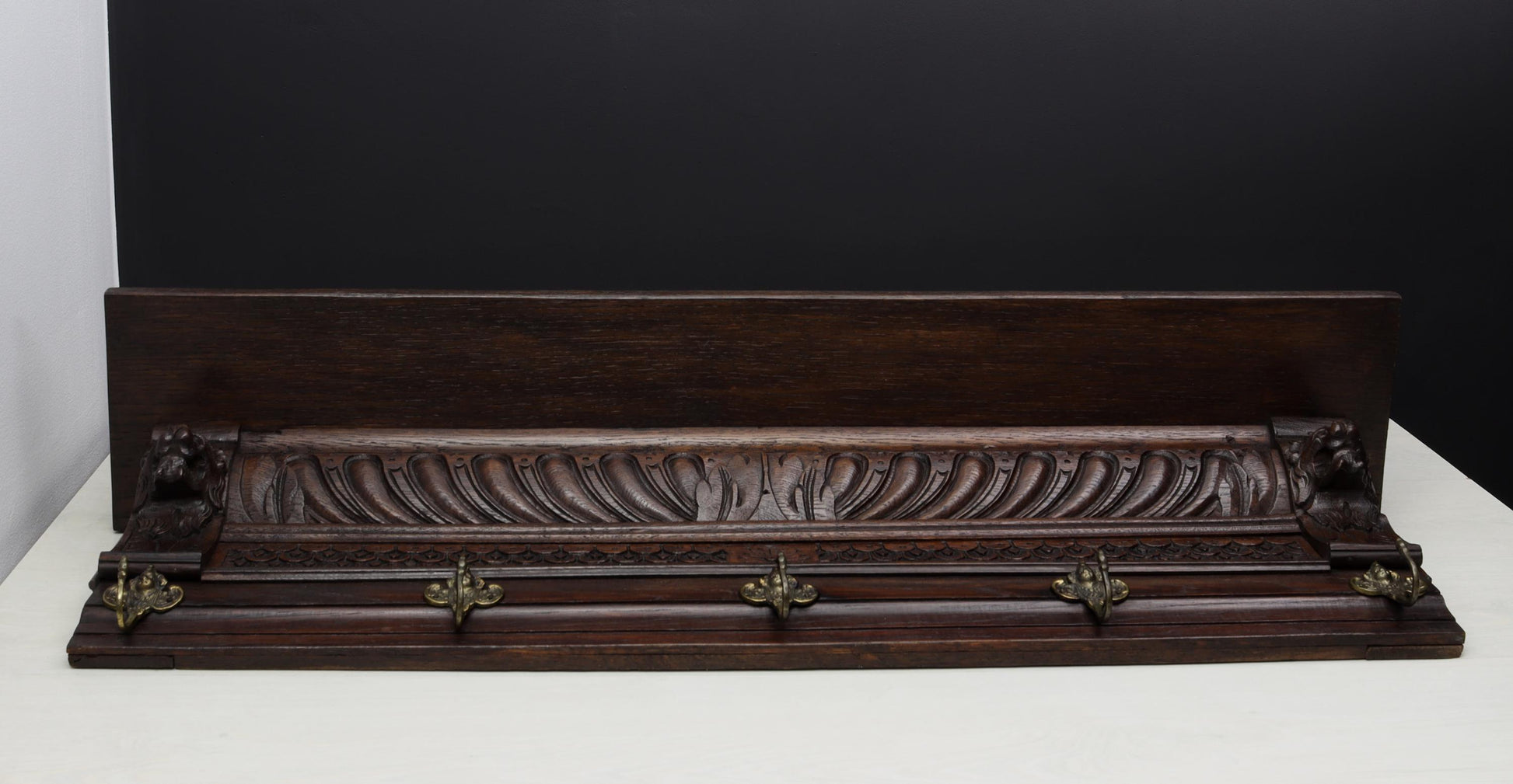 Antique Coat Rack with Shelf - Mechelen Style Wall Mount Entryway Coat Rack - Vintage Home Decor