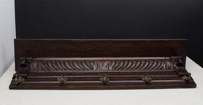 Antique Mechelen Style Coat Rack with Shelf – Wall Mount Entryway Decor