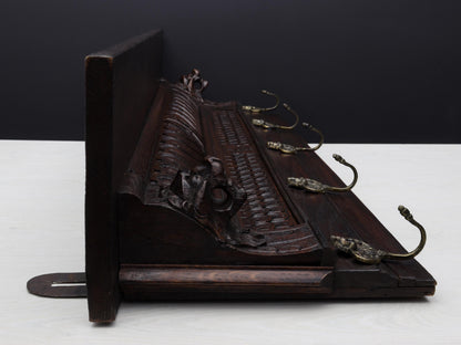 Antique Mechelen Style Coat Rack with Shelf – Wall Mount Entryway Decor