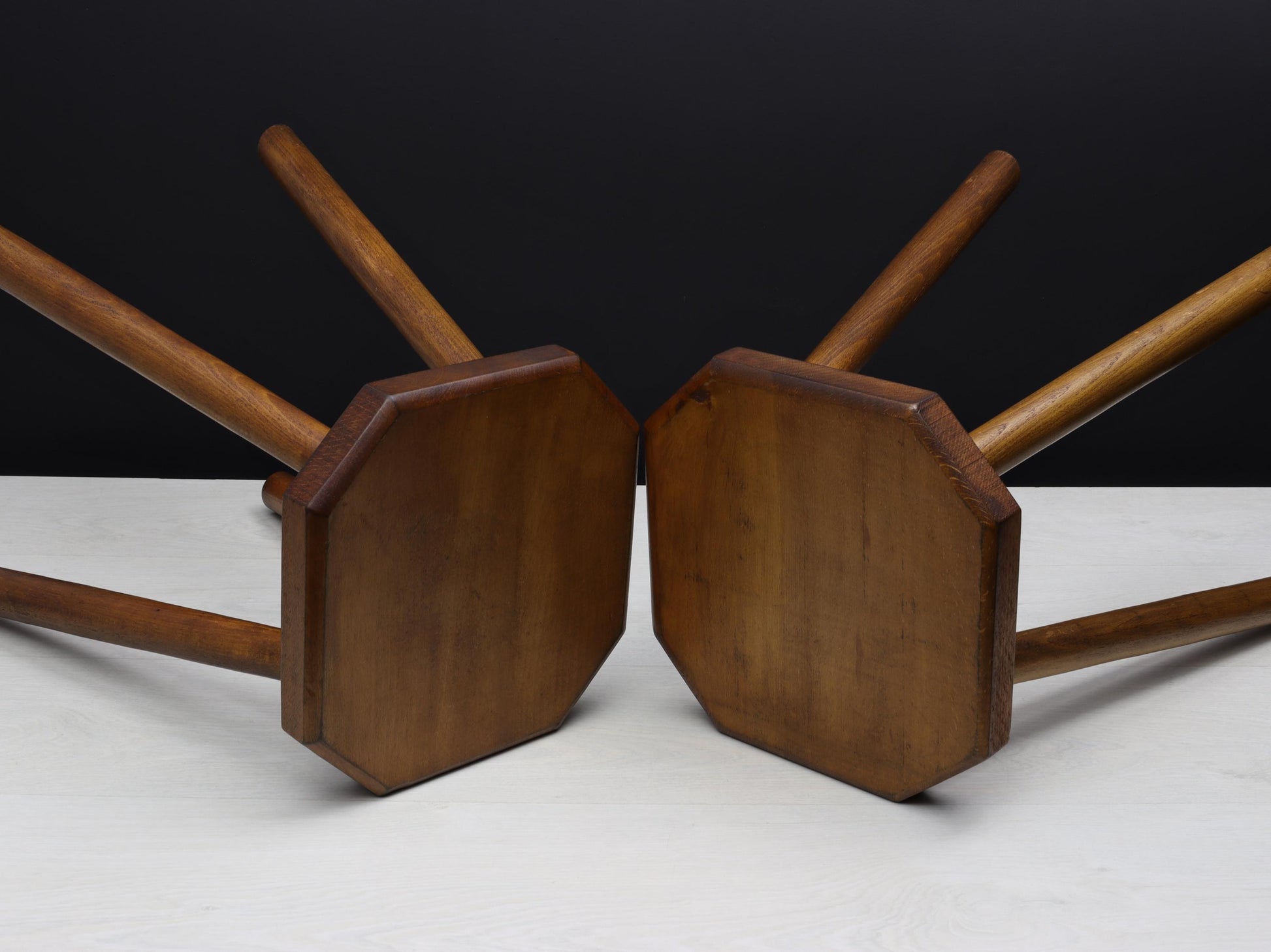 Belgian Pair of Vintage Stools: Indoor Plant Stand & Vintage Home Decor