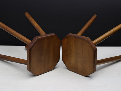 Belgian Pair of Vintage Stools: Indoor Plant Stand & Vintage Home Decor