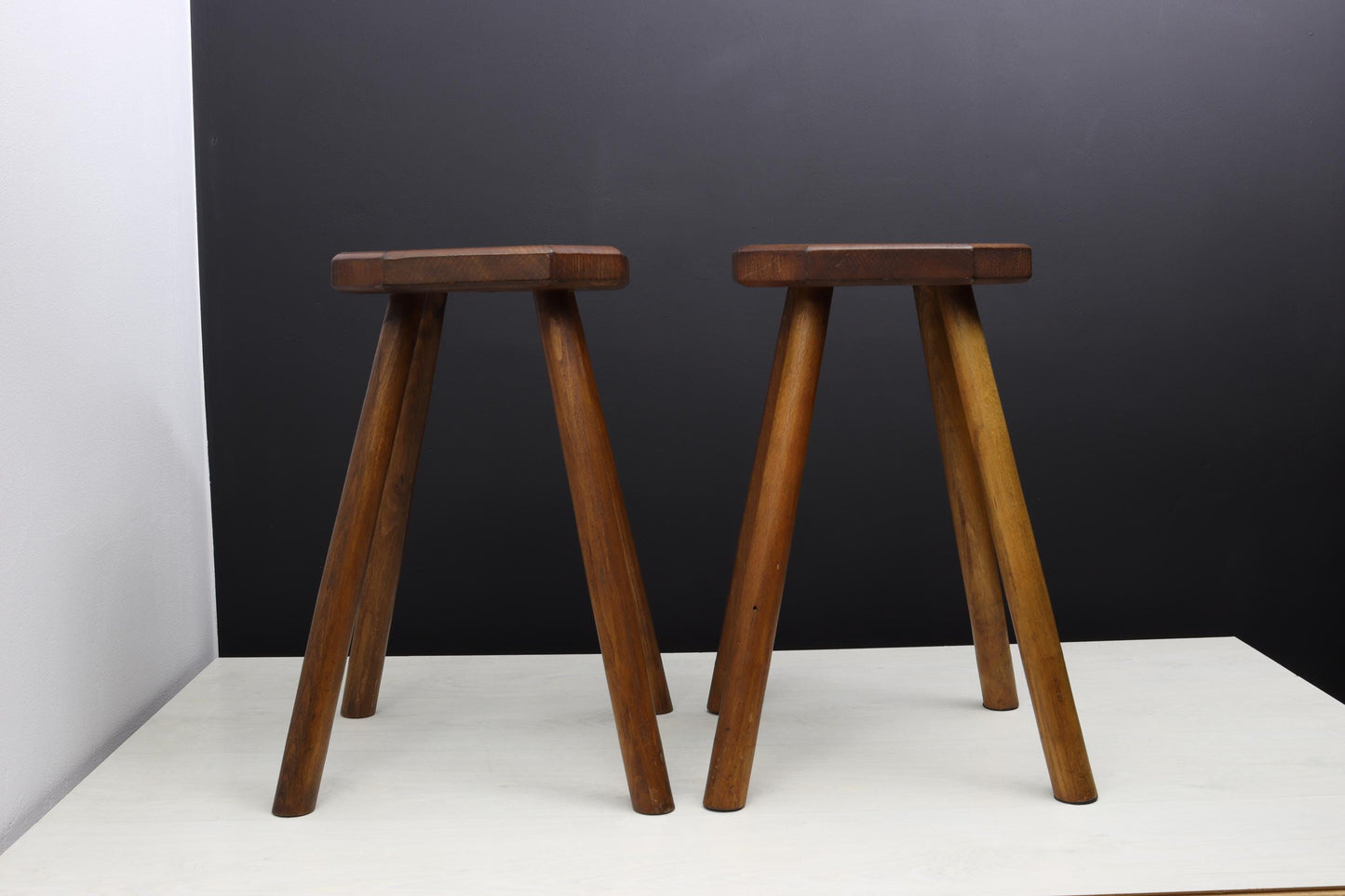 Belgian Pair of Vintage Stools: Indoor Plant Stand & Vintage Home Decor