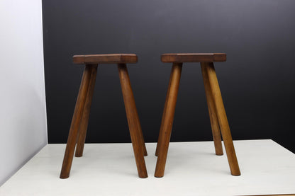 Belgian Pair of Vintage Stools: Indoor Plant Stand & Vintage Home Decor