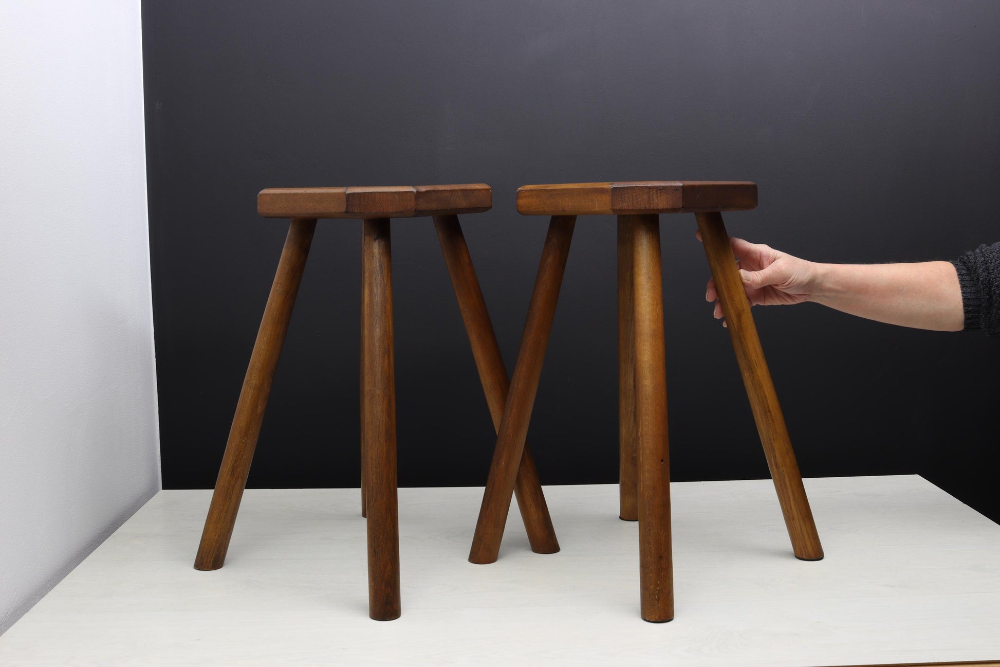 Belgian Pair of Vintage Stools: Indoor Plant Stand & Vintage Home Decor