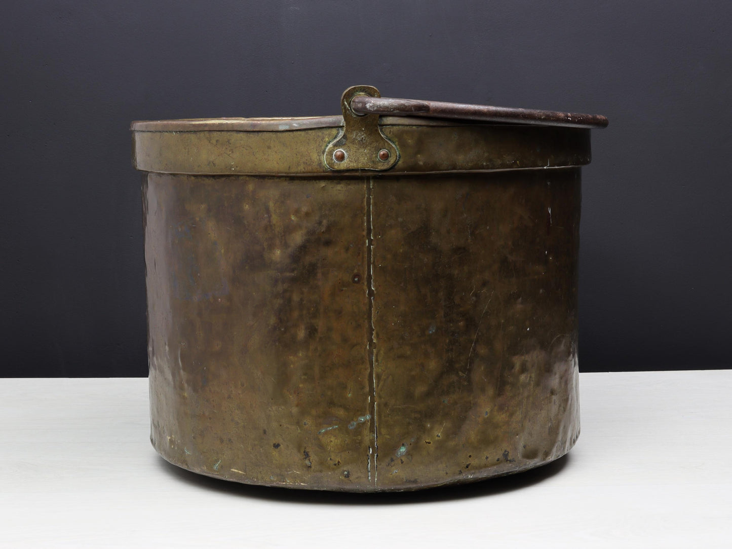 Antique Brass Cauldron for Firewood Storage and Fireplace Decor