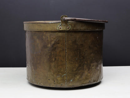 Antique Brass Cauldron for Firewood Storage and Fireplace Decor