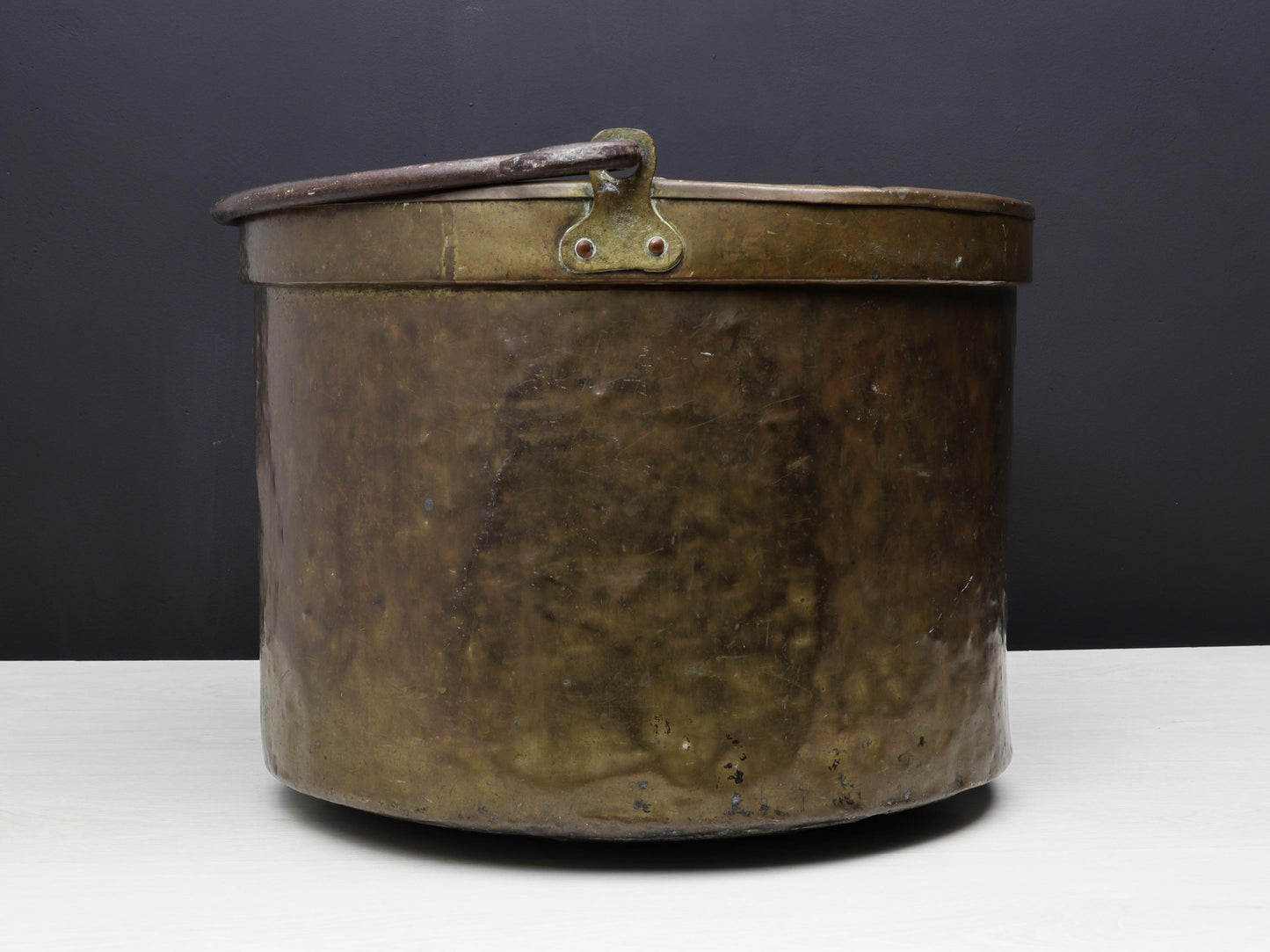 Antique Brass Cauldron for Firewood Storage and Fireplace Decor