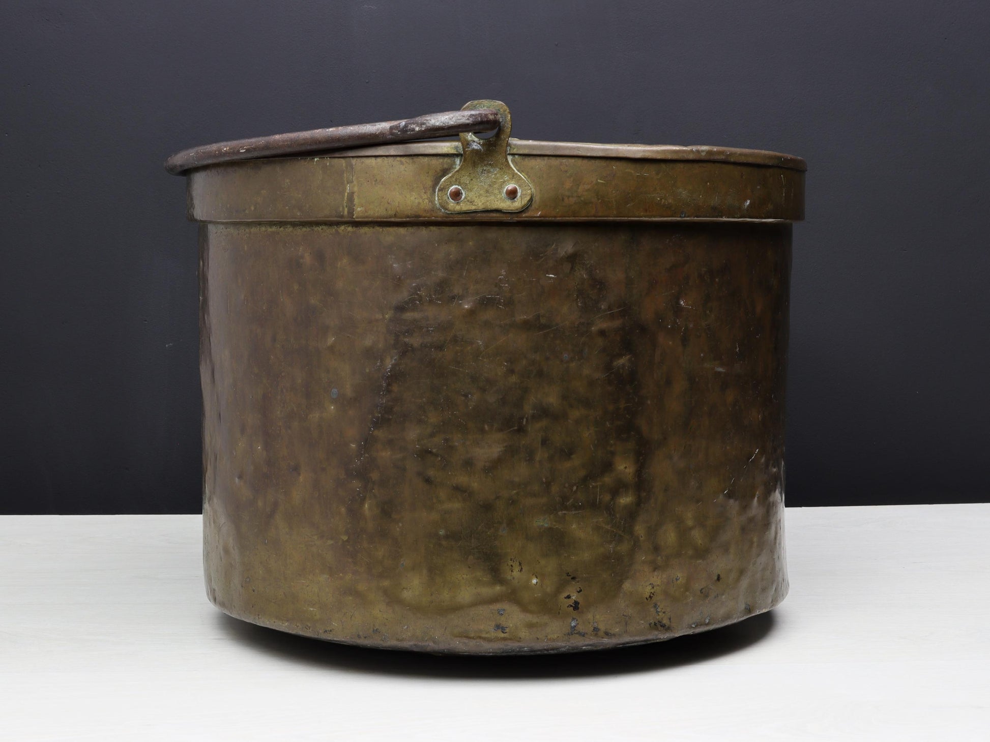 Antique Brass Cauldron for Firewood Storage and Fireplace Decor