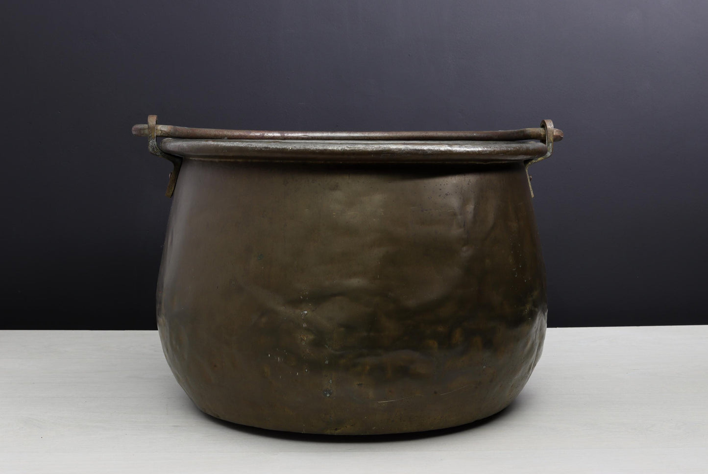 Antique Kettle and Fireplace Log Holder for Rustic Home Decor