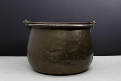 Antique Kettle and Fireplace Log Holder for Rustic Home Decor