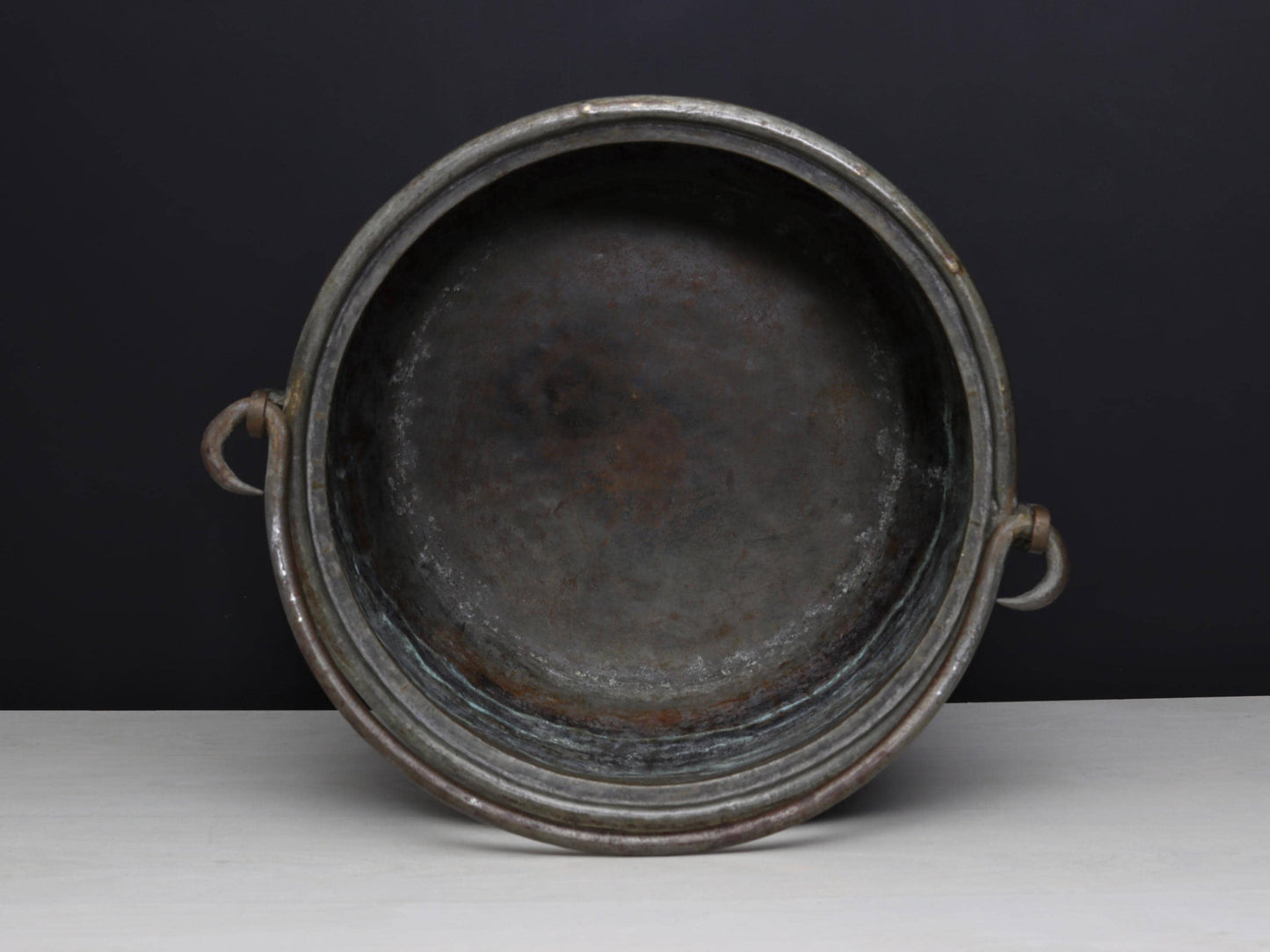 Antique Kettle and Fireplace Log Holder for Rustic Home Decor