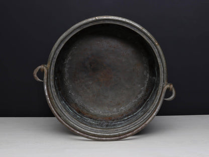 Antique Kettle and Fireplace Log Holder for Rustic Home Decor