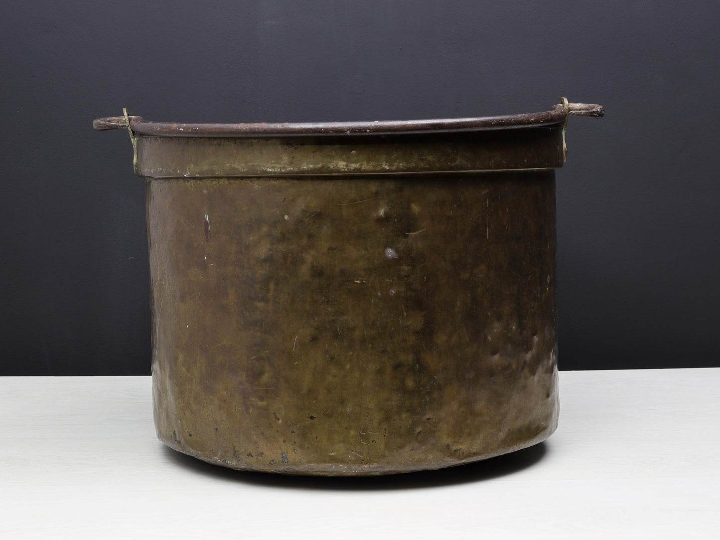 Antique Brass Cauldron for Firewood Storage and Fireplace Decor