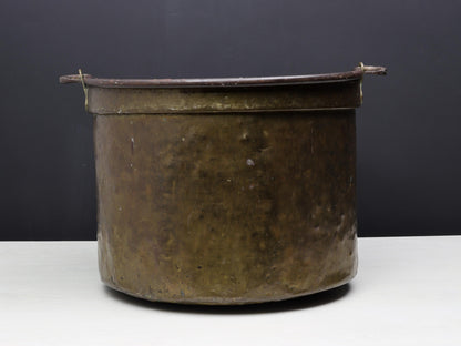 Antique Brass Cauldron for Firewood Storage and Fireplace Decor