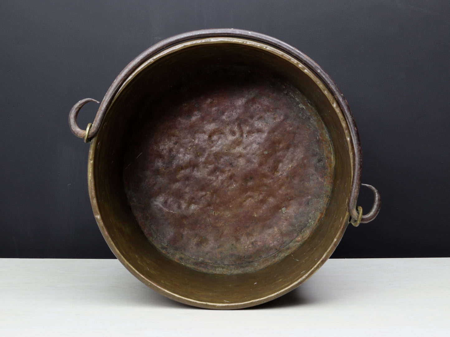 Antique Brass Cauldron for Firewood Storage and Fireplace Decor