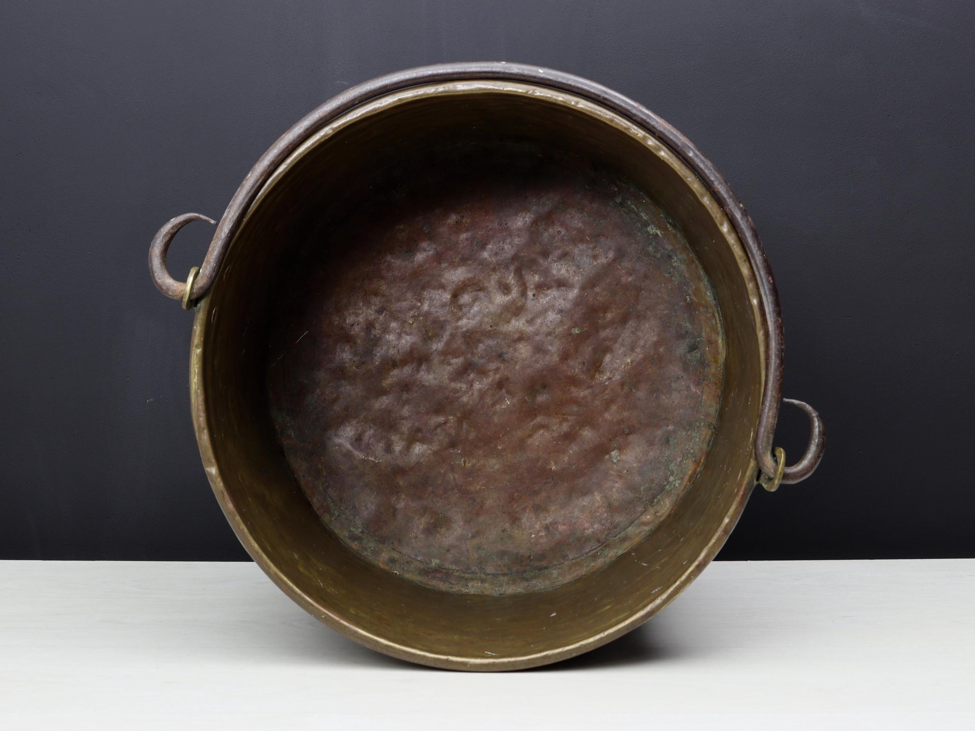 Antique Brass Cauldron for Firewood Storage and Fireplace Decor