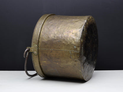 Antique Brass Cauldron for Firewood Storage and Fireplace Decor