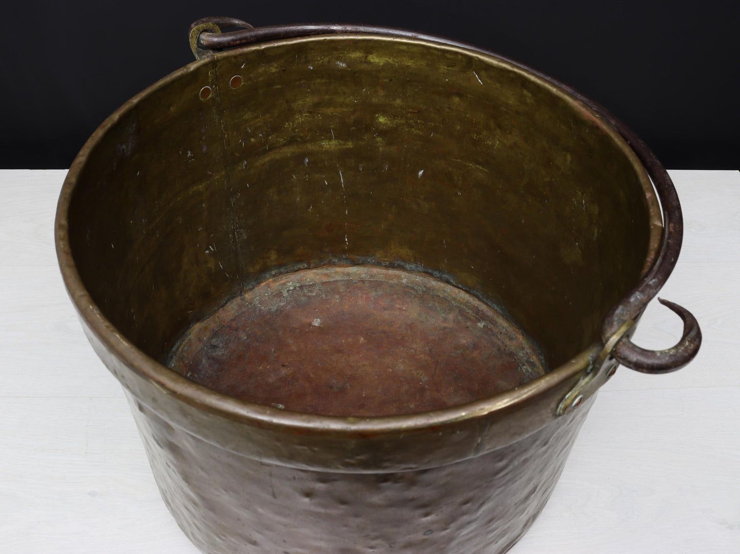Antique Brass Cauldron for Firewood Storage and Fireplace Decor