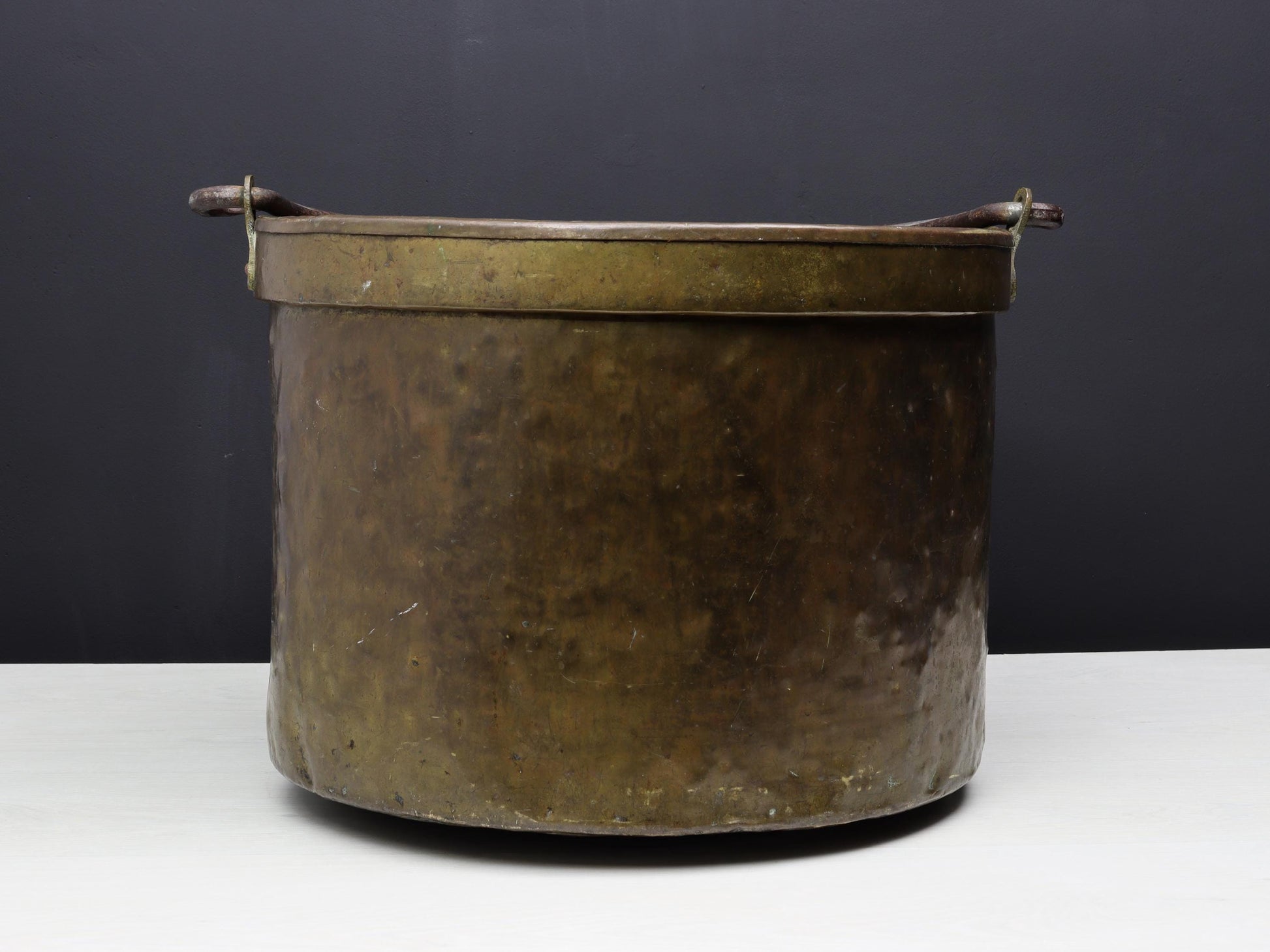 Antique Brass Cauldron for Firewood Storage and Fireplace Decor
