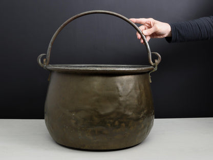 Antique Kettle and Fireplace Log Holder for Rustic Home Decor