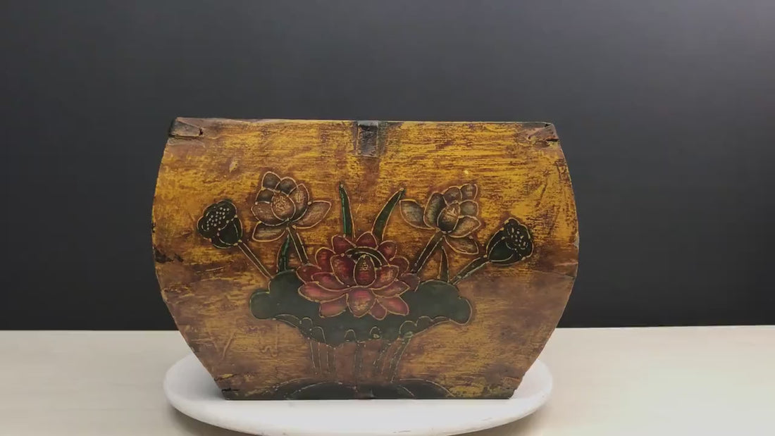Chinese Antique Rice Bucket | Blanket Basket or Towel Basket | Vintage Home Decor