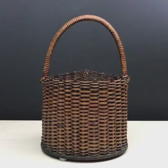 French Wicker Basket-Wine Holder | Handmade Woven Basket-Wine Caddy | Vintage Home Decor