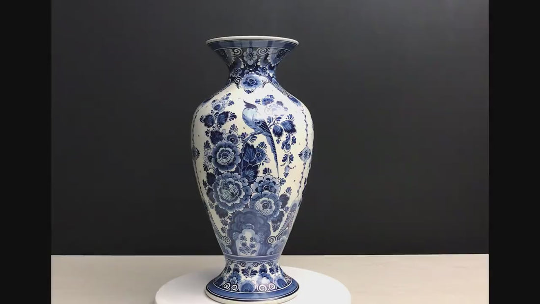 Delft Pottery Blue and White Vase | Umbrella Holder-Entryway Decor | Large Vase-Vintage Home Decor