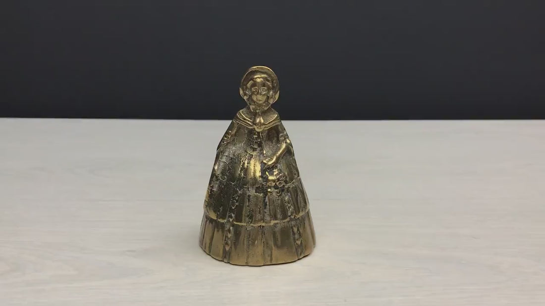 Antique Brass Hand Bell - Vintage Dinner Bell, Desk Ornament, or Paperweight - French Treasure
