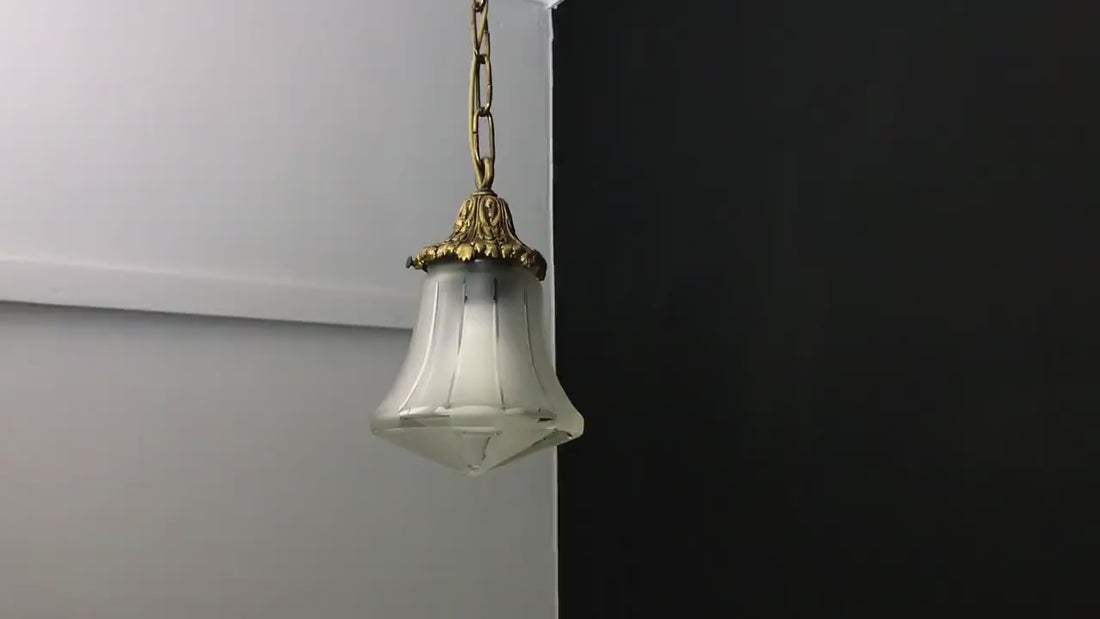 Antique glass Pendant Light| Entryway Lighting Fixture| Brass Pendant Light- Vintage Home Decor
