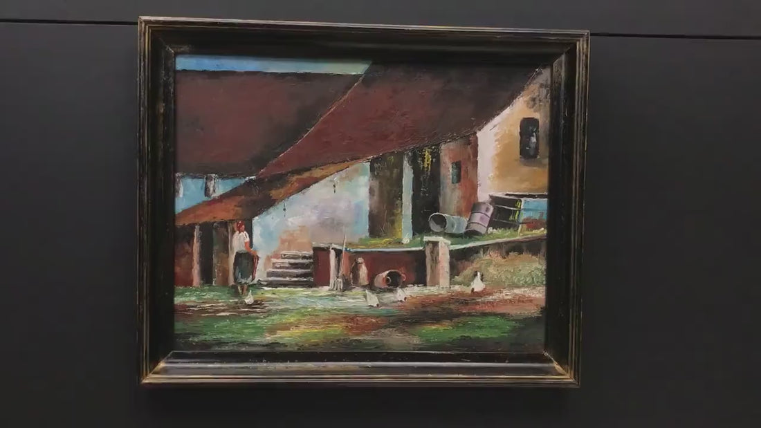 European Art, Farmhouse Painting-Vintage Home Decor | Farmhouse Decor, Textured Painting