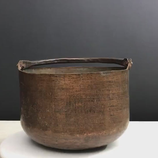 Antique Kettle-Unique Planter | Copper Cauldron-Fireplace Decor | Firewood Basket -Vintage Home Decor