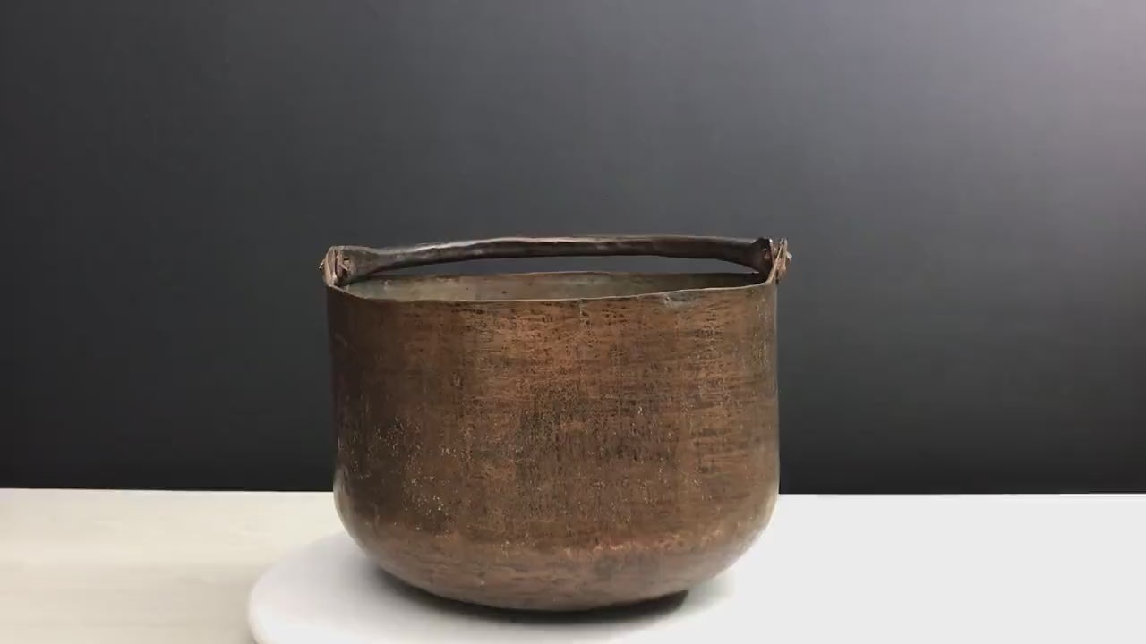 Antique Kettle-Unique Planter | Copper Cauldron-Fireplace Decor | Firewood Basket -Vintage Home Decor