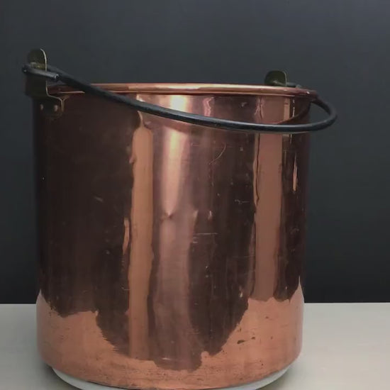 Vintage Copper Pot - Log Holder|Copper Kettle- Firewood Holder|Copper Cauldron-Vintage Home Decor